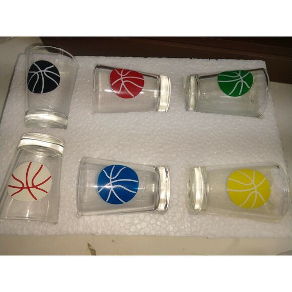 GAME NIGHT, B-BALL SHOTS, ADULT BASKETBALL SHOT DRINKING GAME, W/ 6 GLASSES, NEW - Picture 5 of 5
